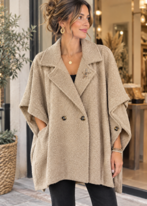 Manteau Poncho Femme Camel