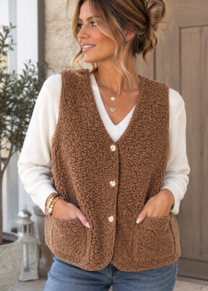 Gilet Laine Bouclée Marron