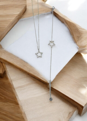 Parure Collier et Bracelet étoile couleur argent