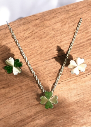 Parure de bijoux trèfle couleur Or