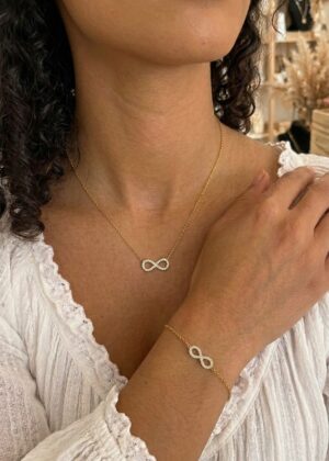 Parure de Bijoux infini Collier et Bracelet dorés