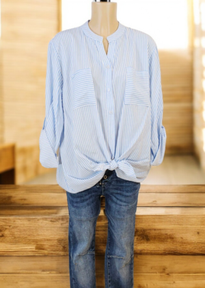 Chemise Femme Rayée Bleue à Nouer