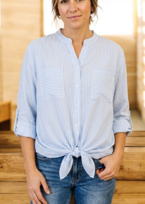 Chemise Femme Rayée Bleue à Nouer