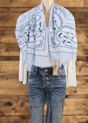 Foulard imprimé bandana chic bleu