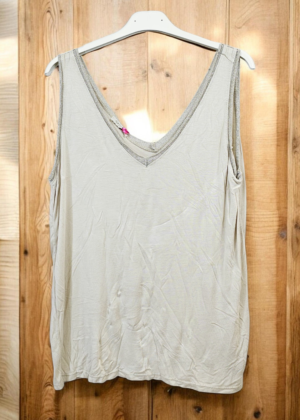 Débardeur femme col V , Rose, Beige ou Blanc