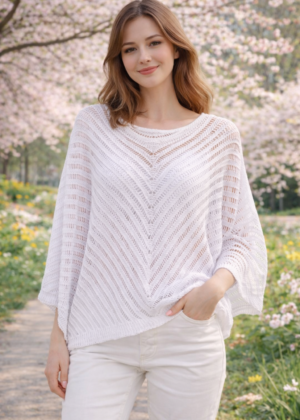Pull Blanc d’été Maille Ajourée