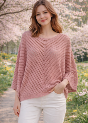 Pull Vieux Rose d’été Mailles Ajourées
