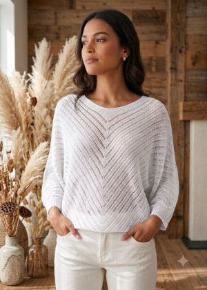 Pull Blanc d’été Maille Ajourée