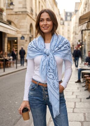 Foulard imprimé bandana chic bleu