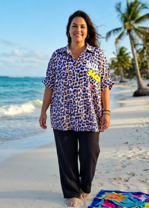 Chemise Léopard Bleue grande taille