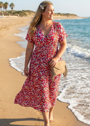 Robe Longue Fleurie à Taille Élastique