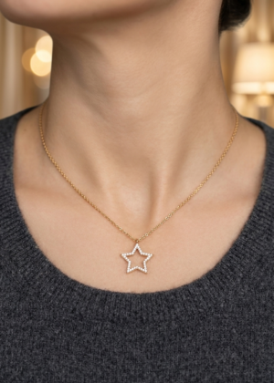 Collier femme étoile brillante dorée