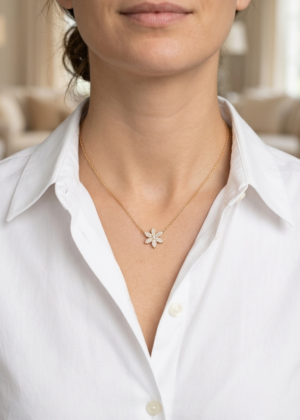 Collier fleur brillant