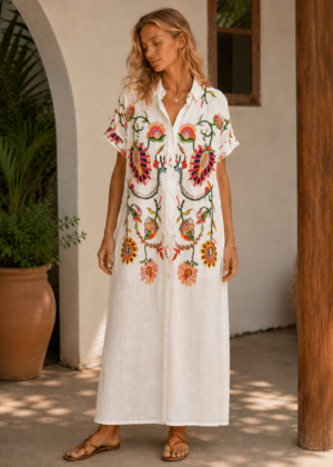 Robe Chemisier Type Lin Grande Taille