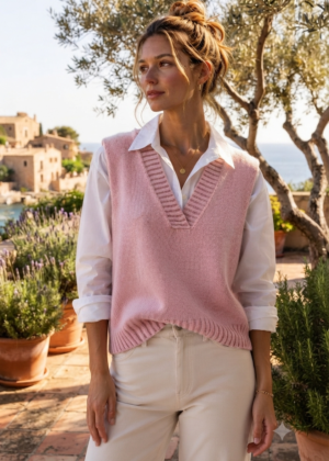 Pull sans manches rose Femme