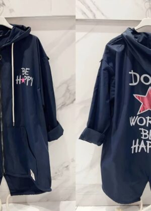 Veste à capuche Blue Navy Don’t Worry Be Happy
