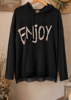 Sweat à capuche Enjoy noir