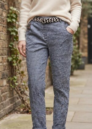 Pantalon stretch Gris pour femme avec ceinture