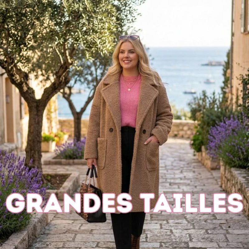 Grandes tailles femme - Manteau taupe